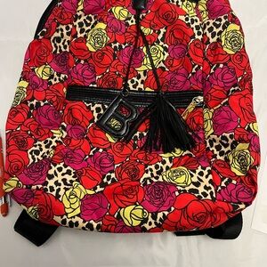 Betsey Johnson Red and Yellow Floral Backpack